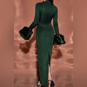 Chic Long Sleeve Green Dress